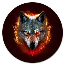Коврик для мыши Волк и пламя, d.20см KM1159