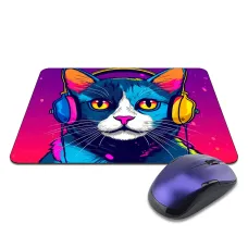 Коврик для мыши 22х18см Кошка в наушниках KMP689