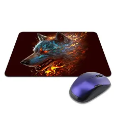 Коврик для мыши 22х18см Пламенный волк KMP722