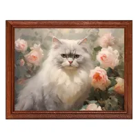 Постер в рамке 22х17см Кот и цветы POSG-0298