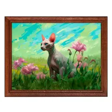 Постер в рамке 22х17см Кот сфинкс на лугу POSG-0306