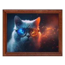 Постер в рамке 22х17см Кот в круглых очках POSG-0311