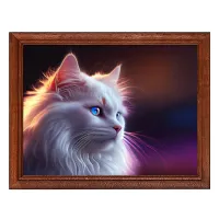 Постер в рамке 22х17см Белая кошка POSG-0316