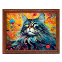 Постер в рамке 22х17см Кот акварель POSG-0334