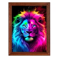 Постер в рамке 17х22см Неоновый лев POSV-0353