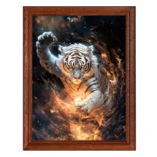 Постер в рамке 17х22см Белый тигр в прыжке POSV-0360