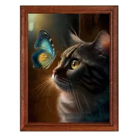 Постер в рамке 17х22см Кот и бабочка POSV-0377