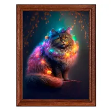 Постер в рамке 17х22см Кошка с гирляндой POSV-0381