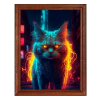 Постер в рамке 17х22см Киберпанк кот POSV-0383