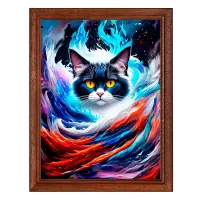 Постер в рамке 17х22см Кот и волны POSV-0397