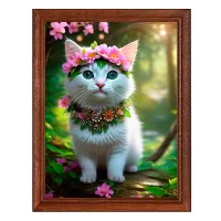 Постер в рамке 17х22см Котенок с венком POSV-0414