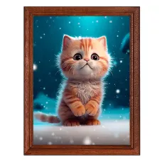 Постер в рамке 17х22см Котенок на снегу POSV-0415
