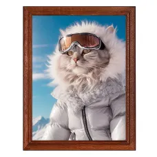 Постер в рамке 17х22см Кот на зимнем курорте POSV-0418