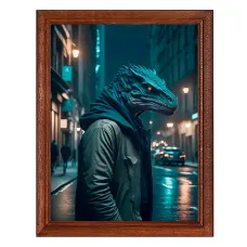 Постер в рамке 17х22см Динозавр в куртке POSV-0429