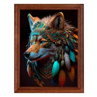 Постер в рамке 17х22см Волк Индеец POSV-0432