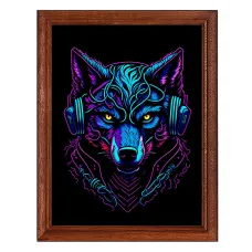 Постер в рамке 17х22см Волк в наушниках POSV-0434