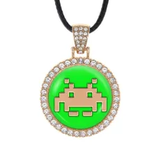 Кулон со стразами Space Invader (Космический захватчик), цвет светлое золото ALKS0003