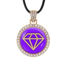 Кулон со стразами Алмаз, цвет светлое золото ALKS0004