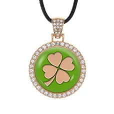 Кулон со стразами Клевер, цвет светлое золото ALKS0006