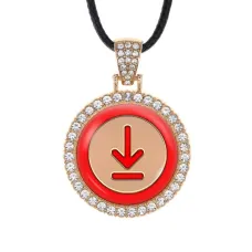 Кулон со стразами Кнопка Скачать, цвет светлое золото ALKS0013