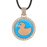 Кулон со стразами Утенок, цвет светлое золото ALKS0014