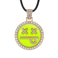 Кулон со стразами RIP смайлик, цвет светлое золото ALKS0015