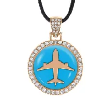 Кулон со стразами Самолет, цвет светлое золото ALKS0019