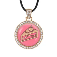 Кулон со стразами Тортик, цвет светлое золото ALKS0020