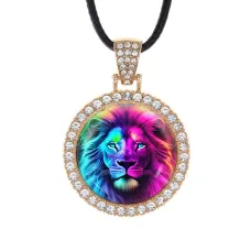 Кулон со стразами Лев, цвет светлое золото ALKS0102