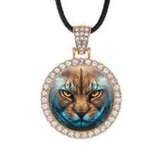 Кулон со стразами Рысь, цвет светлое золото ALKS0103