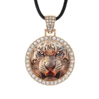 Кулон со стразами Тигр, цвет светлое золото ALKS0104
