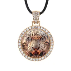 Кулон со стразами Тигр, цвет светлое золото ALKS0104