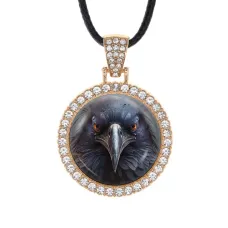 Кулон со стразами Ворон, цвет светлое золото ALKS0106
