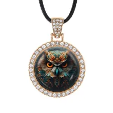 Кулон со стразами Фрактальная сова, цвет светлое золото ALKS0108