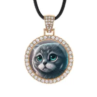 Кулон со стразами Котенок, цвет светлое золото ALKS0114