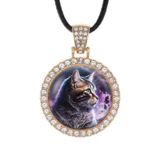 Кулон со стразами Кошка, цвет светлое золото ALKS0115