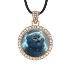 Кулон со стразами Кот и снегопад, цвет светлое золото ALKS0116