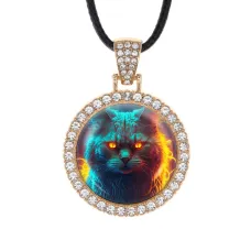 Кулон со стразами Кот, цвет светлое золото ALKS0119