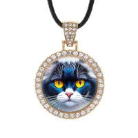 Кулон со стразами Кот, цвет светлое золото ALKS0124