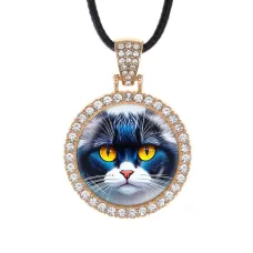 Кулон со стразами Кот, цвет светлое золото ALKS0124