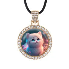 Кулон со стразами Котенок на лугу, цвет светлое золото ALKS0125