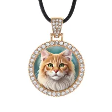 Кулон со стразами Рыжий кот, цвет светлое золото ALKS0129