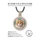 Кулон со стразами Рыжий кот, цвет светлое золото ALKS0129
