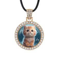 Кулон со стразами Котенок, цвет светлое золото ALKS0132