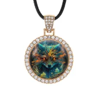 Кулон со стразами Лиса, цвет светлое золото ALKS0133