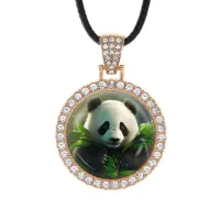 Кулон со стразами Панда, цвет светлое золото ALKS0134