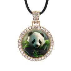 Кулон со стразами Панда, цвет светлое золото ALKS0134