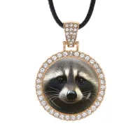 Кулон со стразами Енот, цвет светлое золото ALKS0135