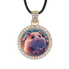 Кулон со стразами Хомячок, цвет светлое золото ALKS0136