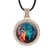 Кулон со стразами Волк, цвет светлое золото ALKS0137